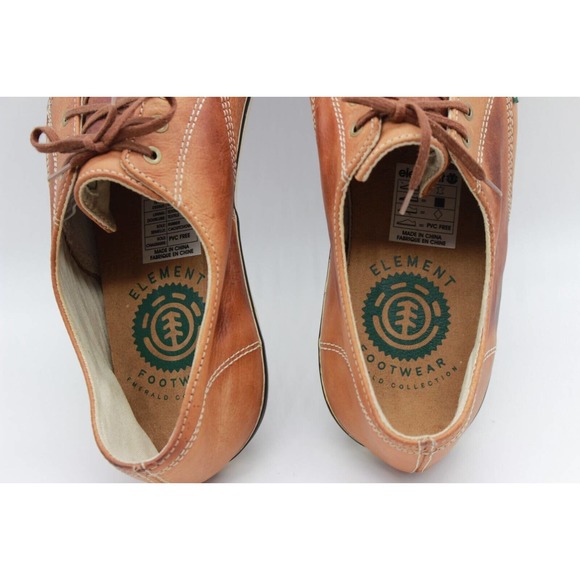Element Mens Recycled Vegan Tan Brown Leather Skateboard Shoes Size 11 - Picture 7 of 8